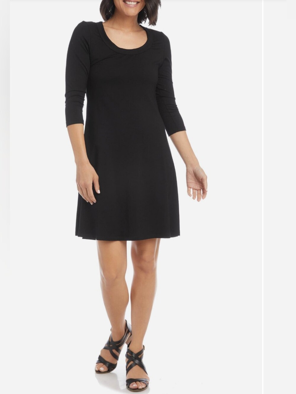Karen Kane Black Scoop-Neck A-line Dress